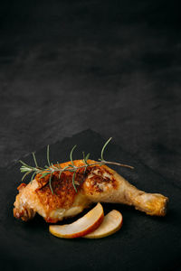 Close-up of meat on barbecue grill