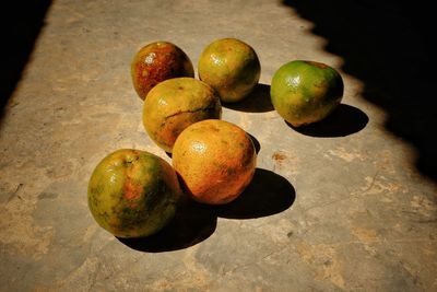 High angle view of fruits on table