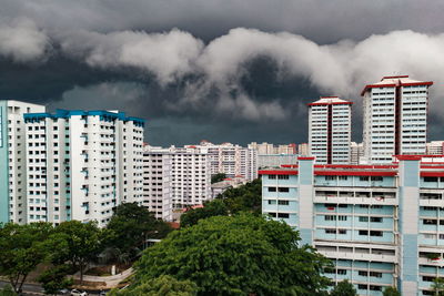 Panoramic view of residential district against sky