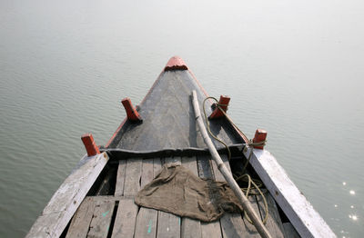 High angle view of nautical vessel on sea against sky