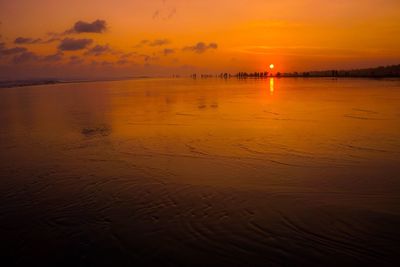 Scenic view of sea against sky at sunset