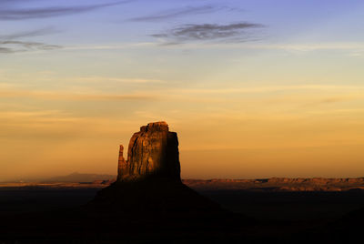 View of rock formations at sunset