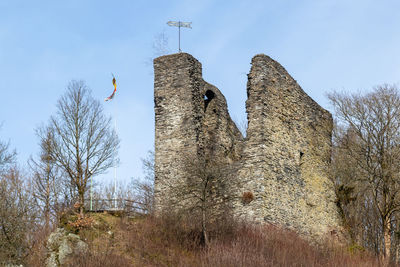 Low angle view of fort against clear sky