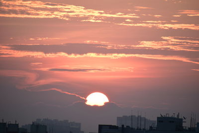 Silhouette buildings against sky during sunset
