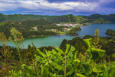 Scenic view of lake against sky