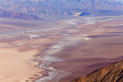 High angle view of land against sky