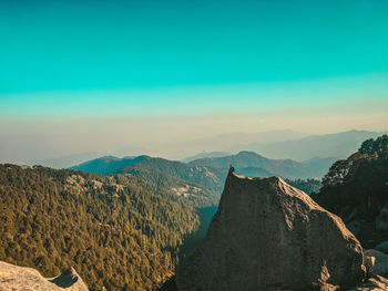 Panoramic view of mountain range against sky