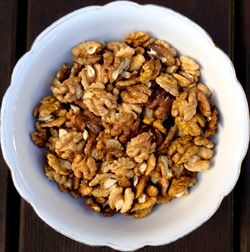 Directly above shot of walnuts served in plate