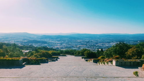Scenic view of mountains against clear sky