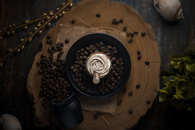 High angle view of tea on table