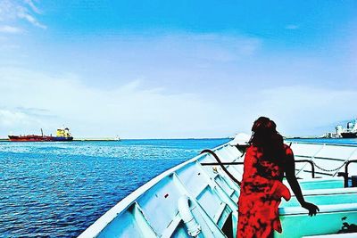 Boat sailing in sea