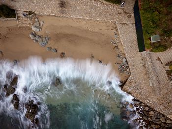 High angle view of waterfall