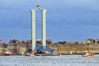 Tourists at harbor