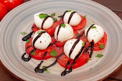 High angle view of dessert in plate