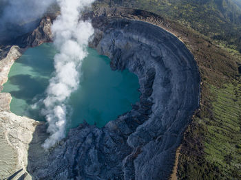 High angle view of volcanic mountain