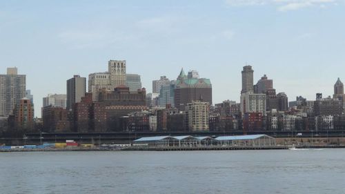 City skyline with river in background