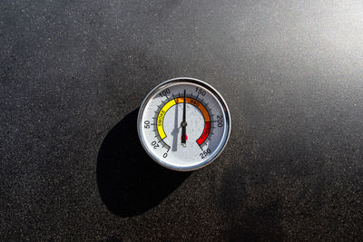 Close-up of navigational compass on table