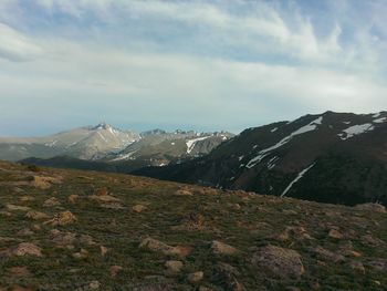 Scenic view of mountains against sky