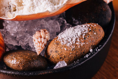 Close-up of bread in bowl on table