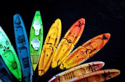 High angle view of multi colored pencils in water