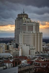 High angle view of buildings in city