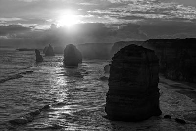 Rock formation in sea against sky - twelve apostles