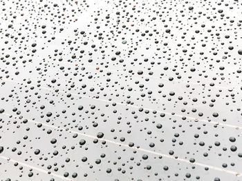 Full frame shot of wet glass against white background