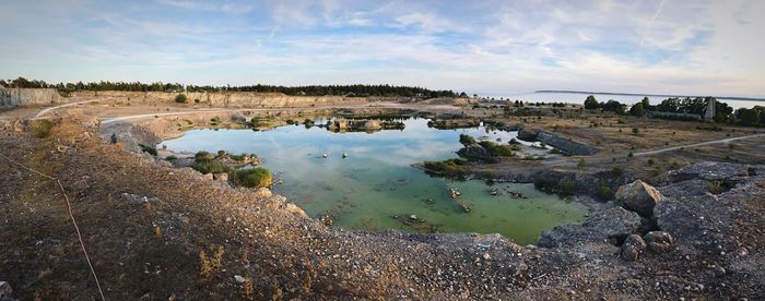 Panoramic view of lake against sky