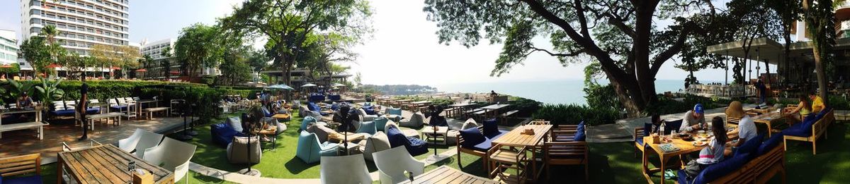 Panoramic view of people in city