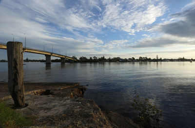 Bridge over river against sky