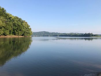 Scenic view of lake against clear sky