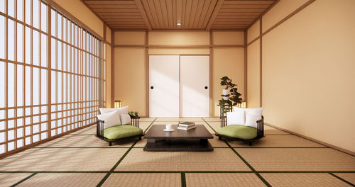 Interior of illuminated building