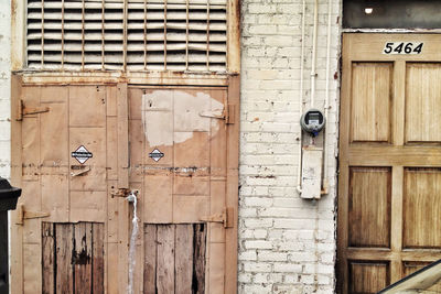 Closed door of building