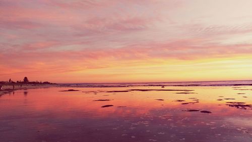 Scenic view of sea at sunset