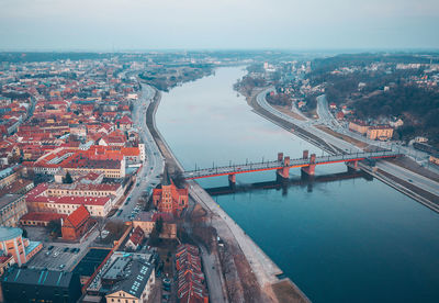 High angle view of bridge over river in city