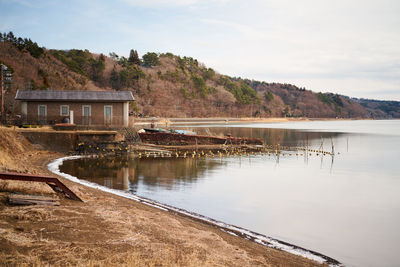 Scenic view of lake against sky