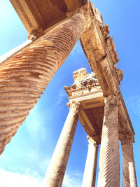 Low angle view of historical ruins remains