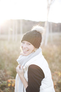 Happy mid adult woman at autumn walk