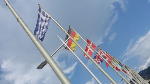 Flags in the wind , low angle view