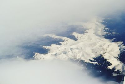 Scenic view of snow covered mountains against sky