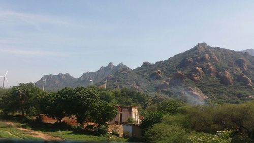 Scenic view of mountains against clear sky