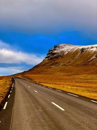 Surface level of road against sky