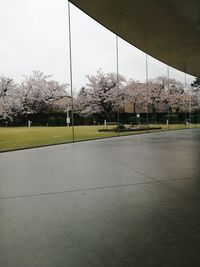 View of soccer field against clear sky