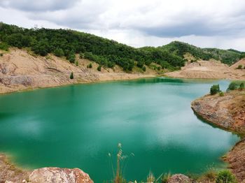 Scenic view of lake against sky