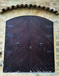 Closed door of old building