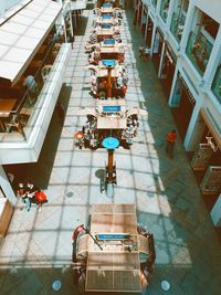 High angle view of people in shopping mall