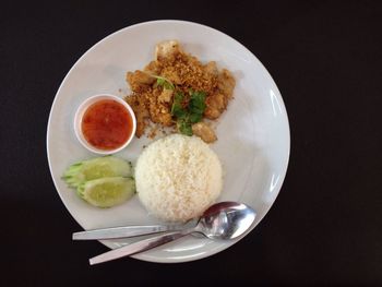 Close-up of food served in plate