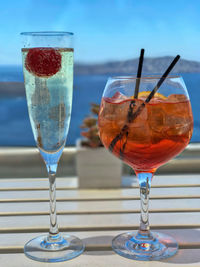 Close-up of wineglass on table