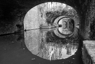 Reflection of bridge in water