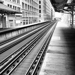 Empty railroad station platform